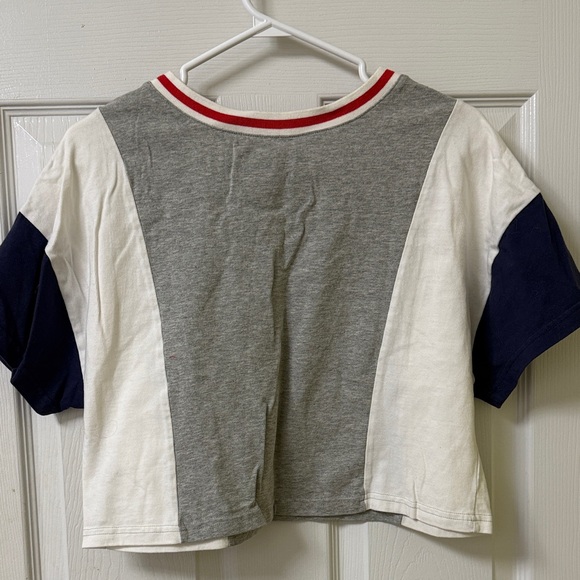 Champion Women’s ' Gray, White, and Navy V-Neck Tee - Picture 2 of 2